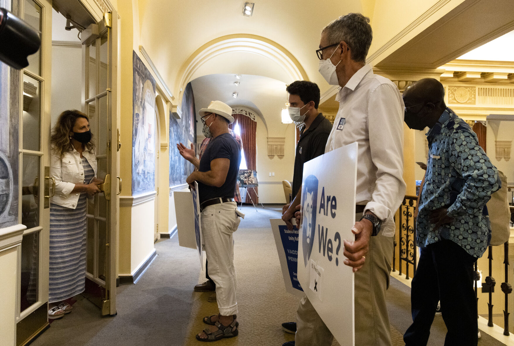 Rally to Vaccinate Penn State, stand-in outside the Office of the President